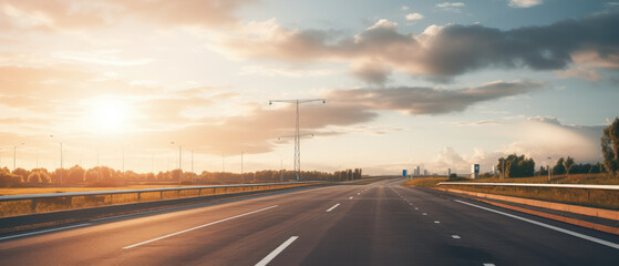 Fototapeta premium Sunrise Journey on a Pristine Highway