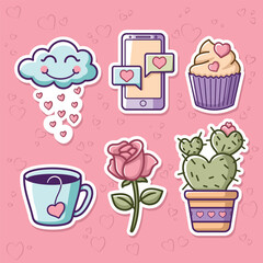 Cute collection for Valentine's Day in vector elements