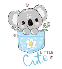 Vector hand drawn illustration koala isolated on a white background. Cute Animal sitting in a pocket kids print, design print for nursery © Alsu Art