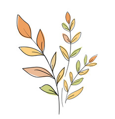 Hand drawn autumn leaves isolated on white background vector illustration