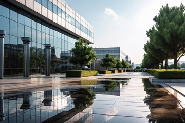 Obraz premium Modern Corporate Building Facade with Reflective Windows