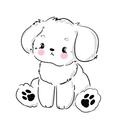 Cute dog cartoon hand drawn vector illustration. Kids t-shirt print, kids wear fashion design, baby shower invitation card.