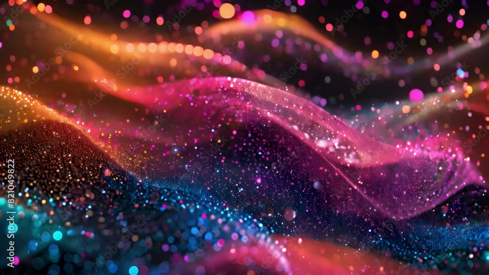 Aufkleber rich, swirling waves of vibrant colors and glitter create an enchanting abstract pattern, set agains