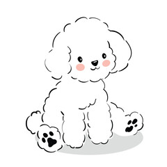 Cute dog cartoon hand drawn vector illustration. Kids t-shirt print, kids wear fashion design, baby shower invitation card.