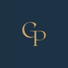 GP monogram fashion logo with gold color.