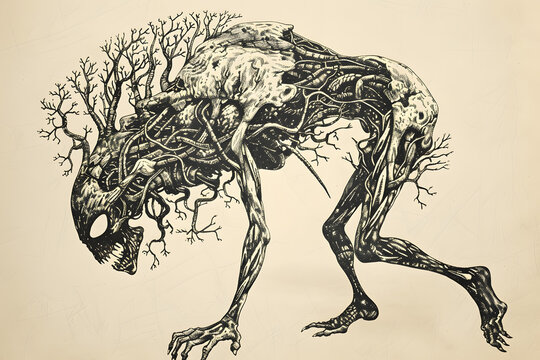Adaptable Alien: A whimsical depiction of neuroplasticity as an alien creature that changes shape, symbolizing the brain's ability to form new connections. Illustrated in a hand-drawn sketch style.