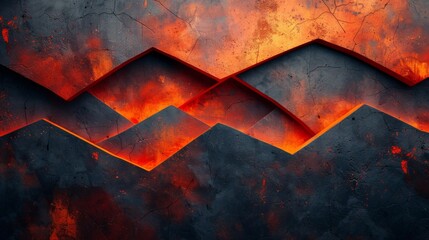 Abstract geometric pattern in red and black. 3D rendering digital artwork. Design for wallpaper, poster, and banner