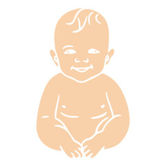 cute baby line art illustration vector flat design