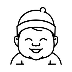 cute baby line art illustration vector flat design
