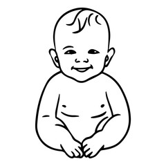 cute baby line art illustration vector flat design
