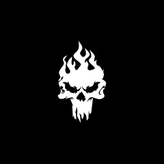 Fire skull, suitable for icons, stickers, screen printing, logos, templates, etc.