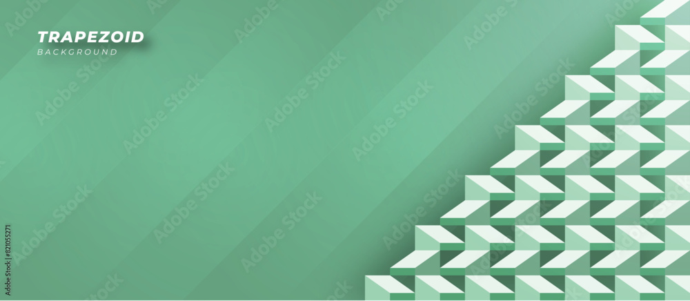 Poster luxury hexagonal abstract green background with white light lines. dark 3d geometric texture illustr