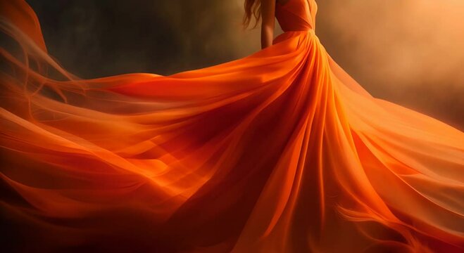 Experience the elegance of a model adorned in a flowing evening gown gown's fabric and the model's grace is rendered with precision and clarity