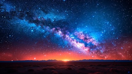 Astronomy Background, Stage illuminated with a stunning backdrop of the Milky Way, showcasing the vastness and beauty of our galaxy for science or space-themed events. Illustration image,