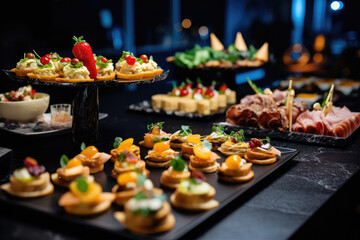 Naklejka premium Elegant Hors d'Oeuvres Spread at a Luxury Event