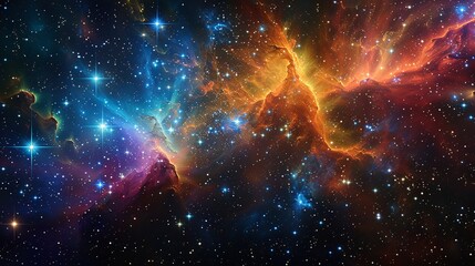 Astronomy Background, Stars in deep space with a nebula background creating a rich and detailed astronomical scene full of color and intrigue. Illustration image,