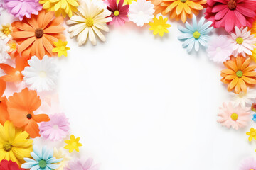 Vibrant Floral Border on a Clean White Background