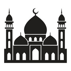 Islamic Mosque Vector Design illustration, Masjid vector Black color icon