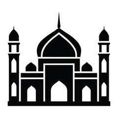Islamic Mosque Vector Design illustration, Masjid vector Black color icon