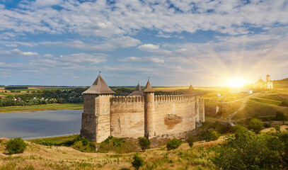 Khotyn fortess, castle in Ukraine. One of seven wonders of Ukraine. Exterior view of Khotyn...