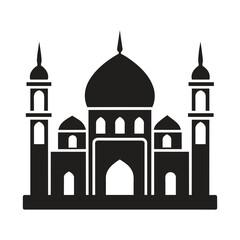 Islamic Mosque Vector Design illustration, Masjid vector Black color icon