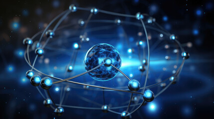 Obraz premium Futuristic Quantum Computing Network Concept Art