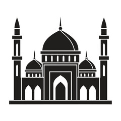 Islamic Mosque Vector Design illustration, Masjid vector Black color icon