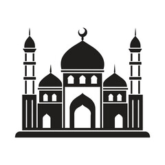 Islamic Mosque Vector Design illustration, Masjid vector Black color icon