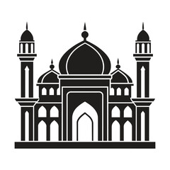 Islamic Mosque Vector Design illustration, Masjid vector Black color icon