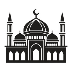 Islamic Mosque Vector Design illustration, Masjid vector Black color icon