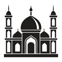 Islamic Mosque Vector Design illustration, Masjid vector Black color icon