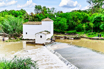 Mill de San Juan next to the banks of the Guadaira, within the Oromana park in Alcalá de Guadaira,...