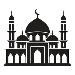 Islamic Mosque Vector Design illustration, Masjid vector Black color icon