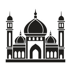 Islamic Mosque Vector Design illustration, Masjid vector Black color icon
