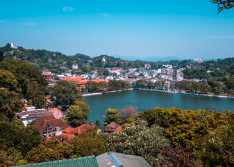 Naklejka premium Aerial panorama view of Kandy, Sri Lanka from Arthur's Seat Viewpoint