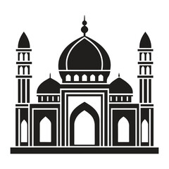 Islamic Mosque Vector Design illustration, Masjid vector Black color icon