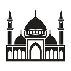 Islamic Mosque Vector Design illustration, Masjid vector Black color icon