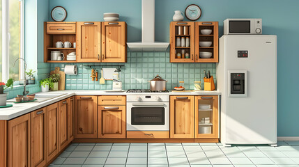 A Modern and Spacious Kitchen with High tech Appliances in a Well equipped Home for Sale