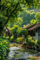 The landscape of Jiangnan gardens in China.