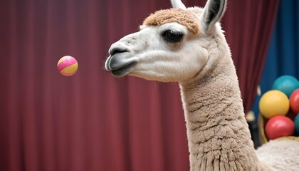 Obraz premium A Llama At A Circus Juggling Balls