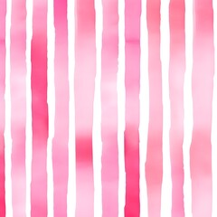 Vector watercolor stripes pink and white. Repeating hand drawn simple background.