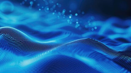 Abstract Blue Particle Wave Technology Background