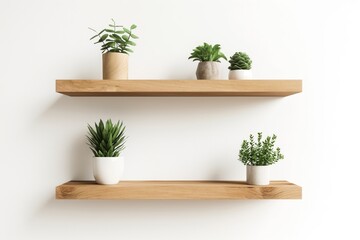 wooden shelves with plants on them