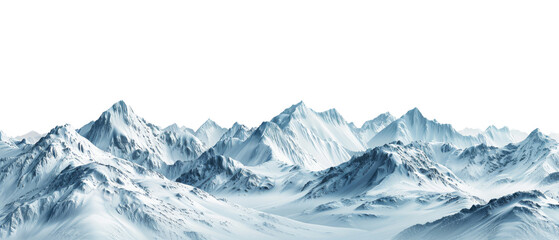 Snow-Covered Mountain Range in Winter on transparent