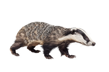 Naklejka premium European Badger on White Background