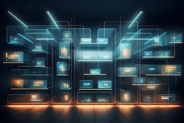 Obraz premium Futuristic Digital Interface with Neon Displays