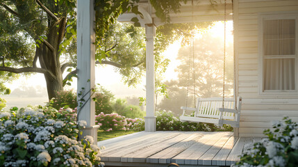 Inviting and Cozy: Charming Front Porch with Swing Showcasing the Appeal of Homes for Sale