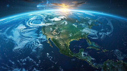 physical map of america north central and south with high resolution details flattened satellite view of planet earth and its topography elements of this image furnished .stock photo