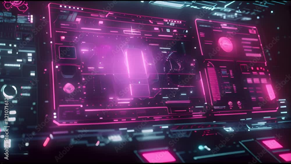Aufkleber Glitch HUD interface, HUD Hi-Tech Futuristic Display, virtual monitor for games.Tech and science Looped HUD data.