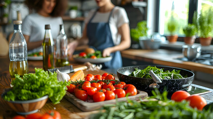 Joyful Friends Cooking Together: Celebrating the Bonds and Experiences in the Kitchen   Photo Realistic Concept